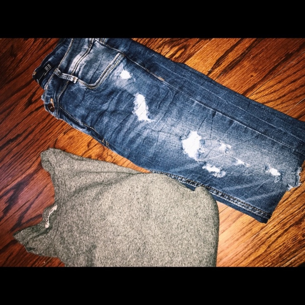 Zara Blue ripped skinny jeans